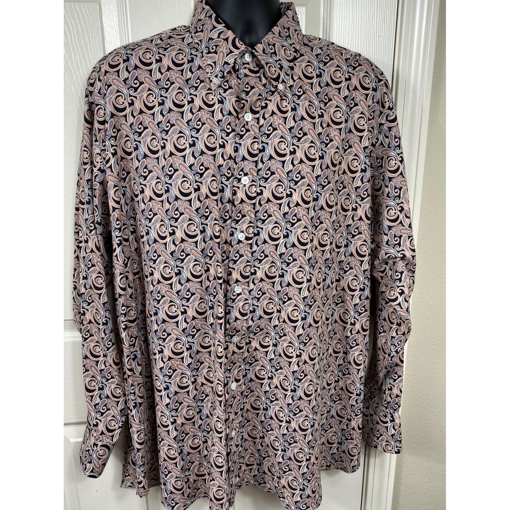 Hamilton Paisley Button‎ Down Long Sleeve Dress Shirt Mens Collar Size 16.5